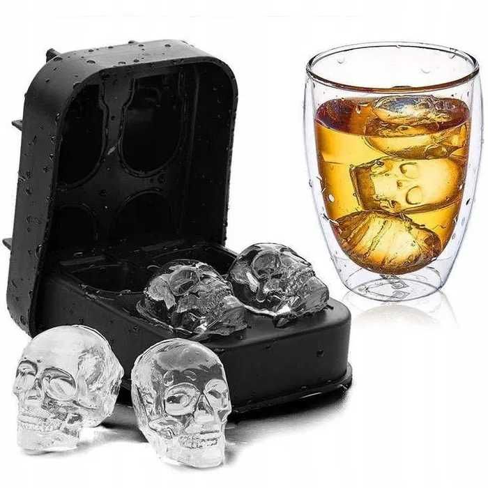 Forma do kostek lodu silikonowa lód do drinków foremka czaszki 3d xl