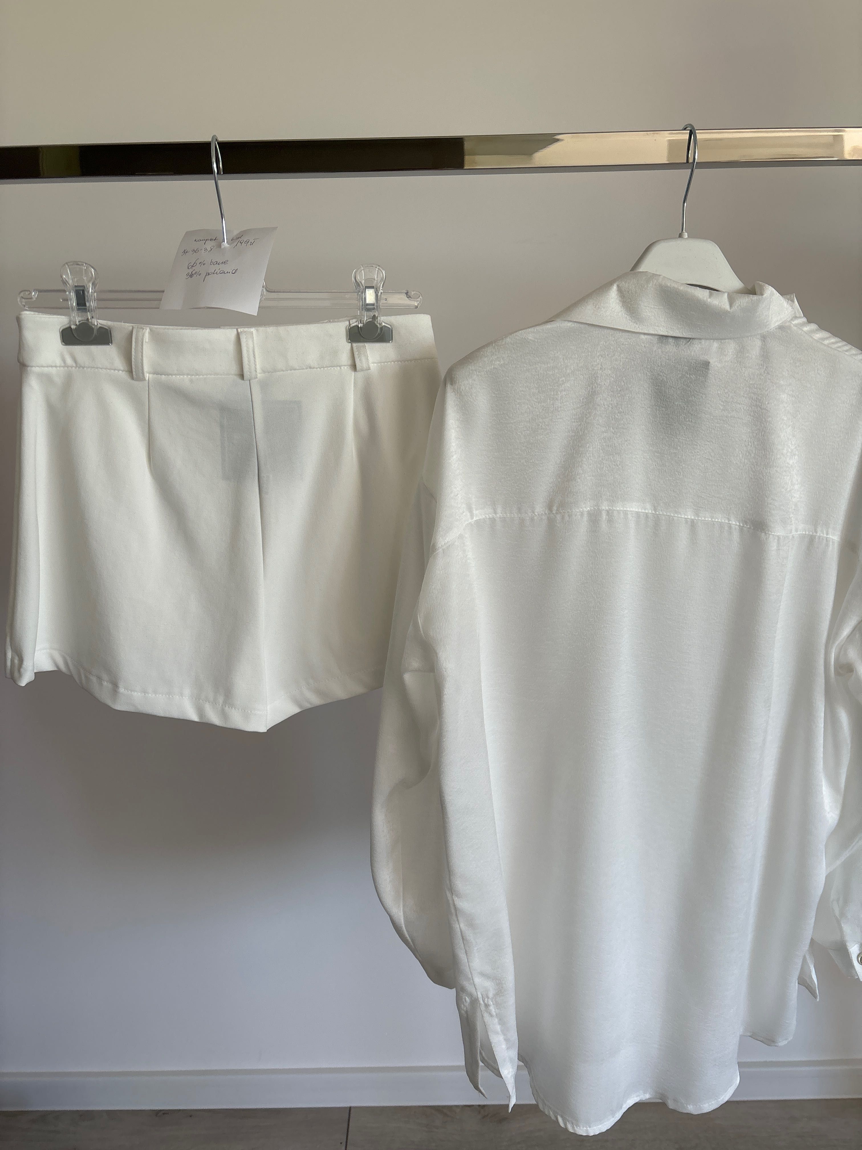 Komplet złamana biel, koszula+spodenki 34-36-38