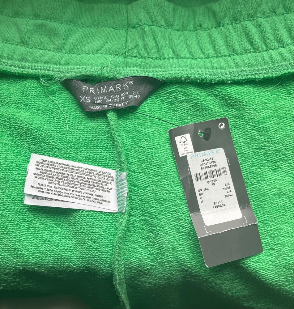 Nowe zielone szorty damskie Primark XS (34/36), z kieszeniami cargo