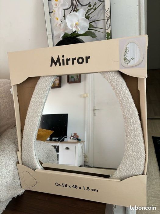 Lustro boho miś pusz białe kremowe