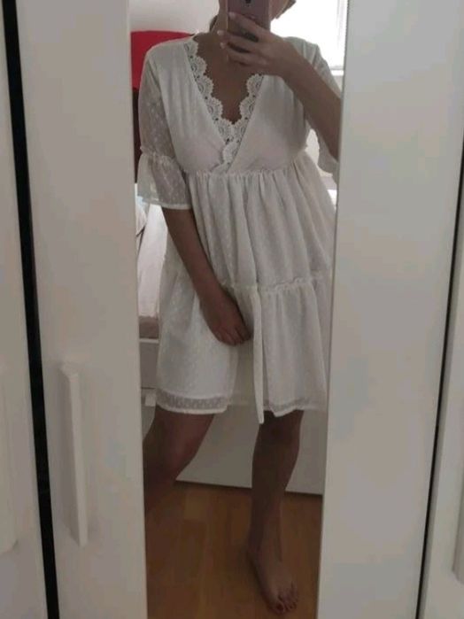 Sukienka biała z koronką letnia zwiewna boho śliczna