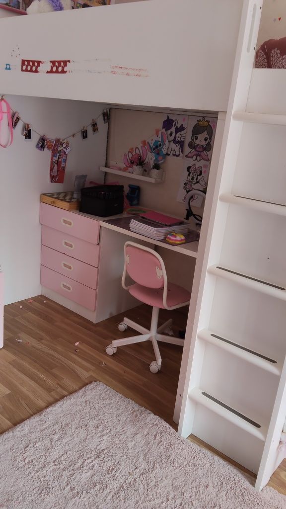 Beliche com secretária,prateleiras,guarda fatos e gavetas+ guarda fato