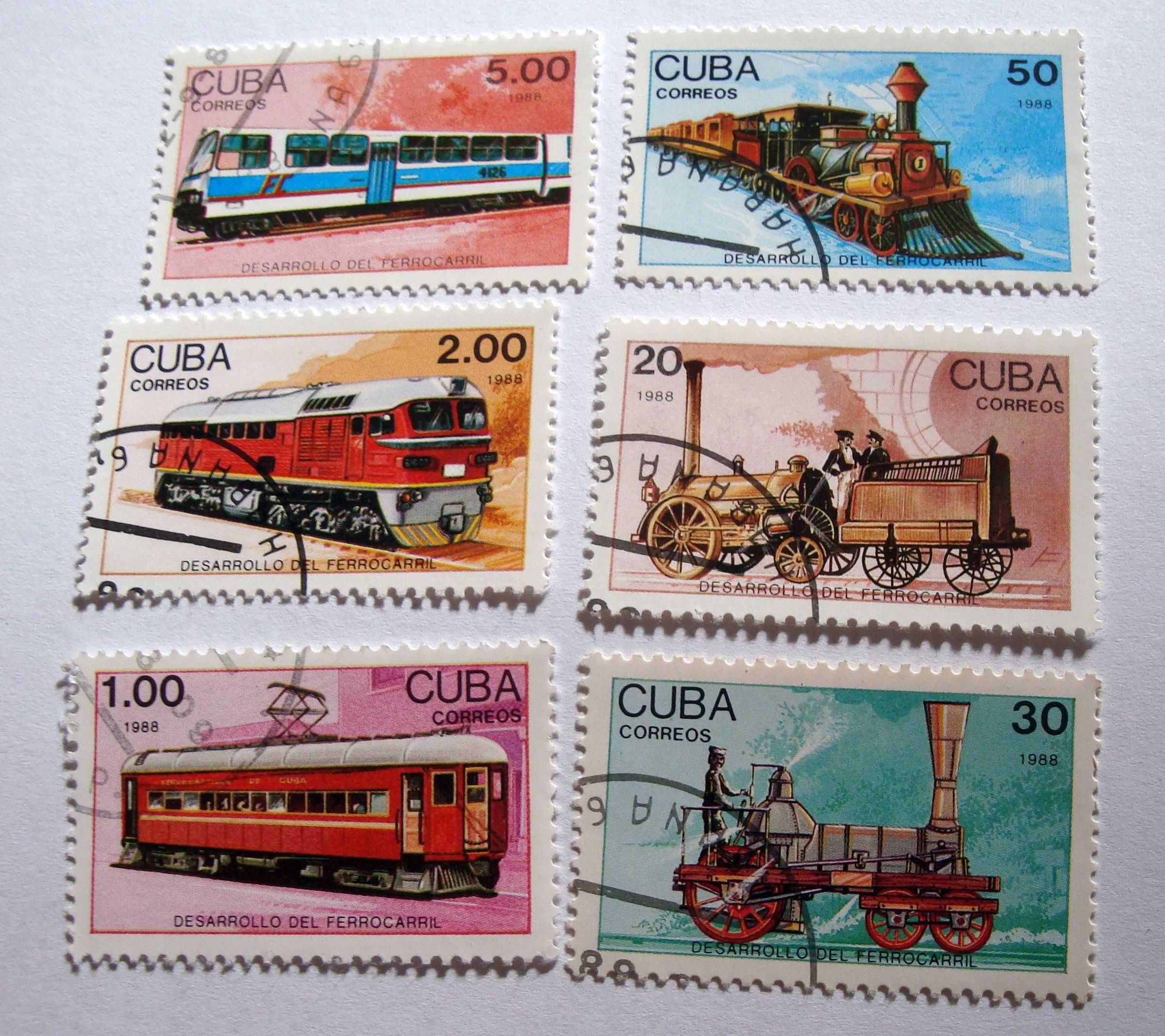 Серия марок ПОЕЗДА Куба Год выпуска – 1988