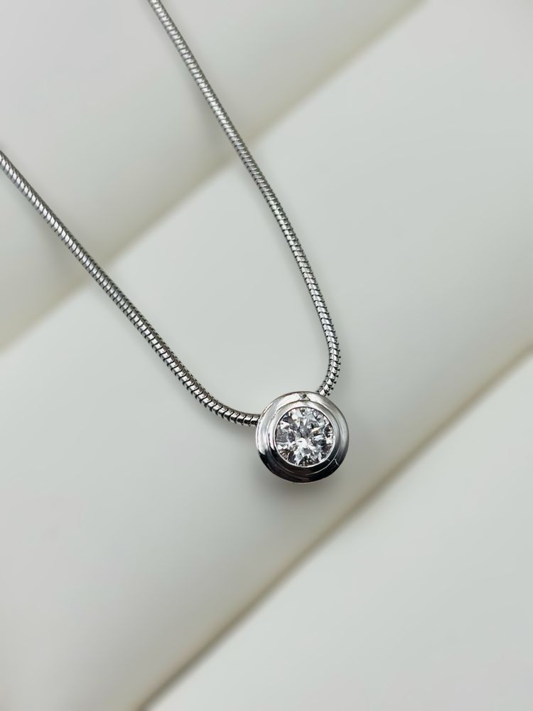 Naszyjnik Złoty z Brylantem 585/14k 0.51ct 45cm Certyfikat