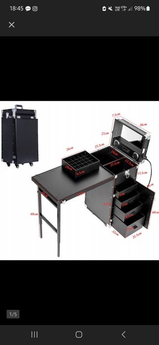 Profesjonalny stolik mobilny do manicure w formie wygodnego kuferka