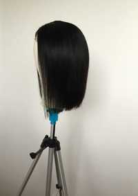 peruka włosy naturalne 30 cm czarna