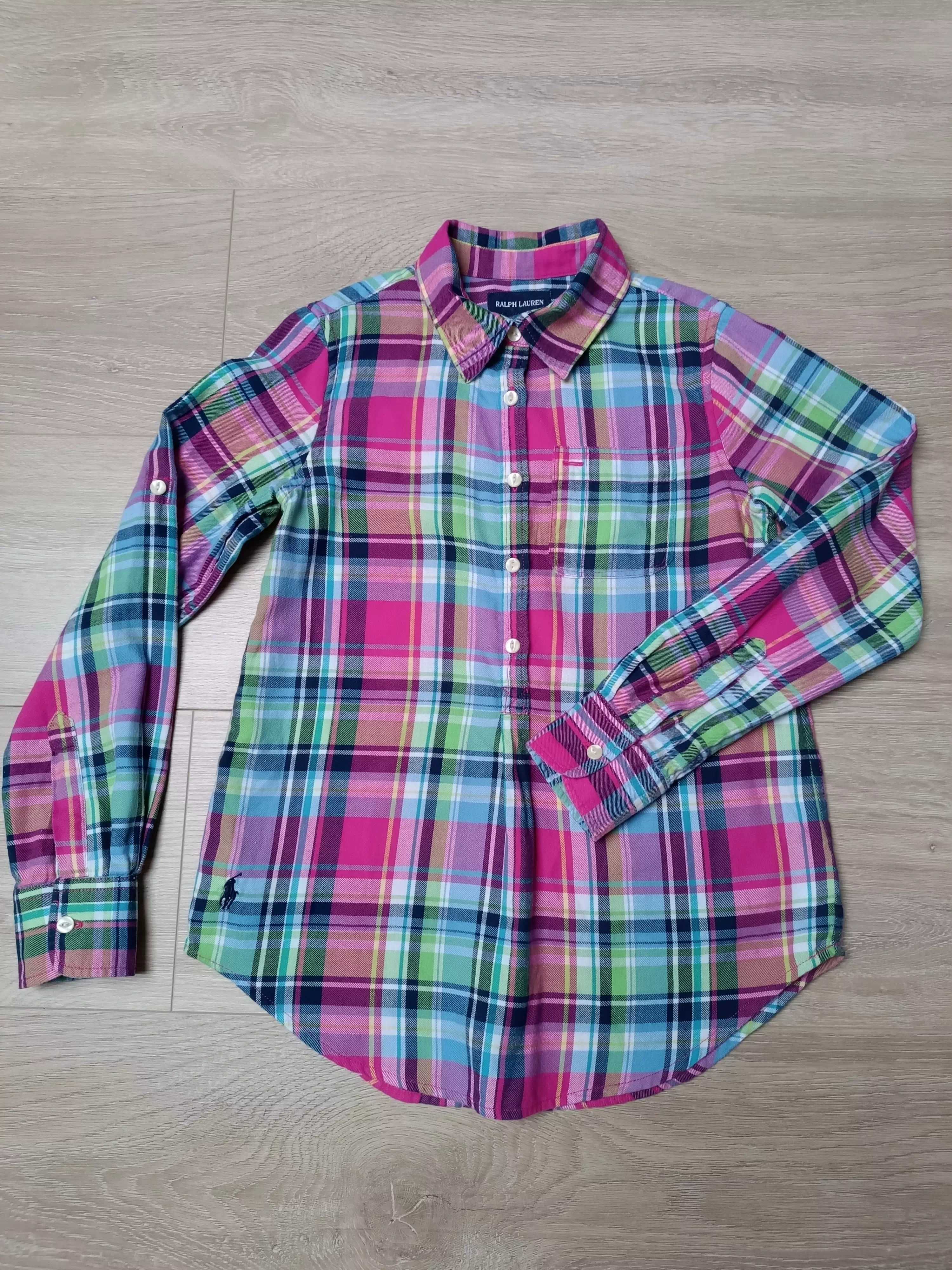 Koszula flanela długi rękaw kieszeń kolorowa krata 'Ralph Lauren' 128