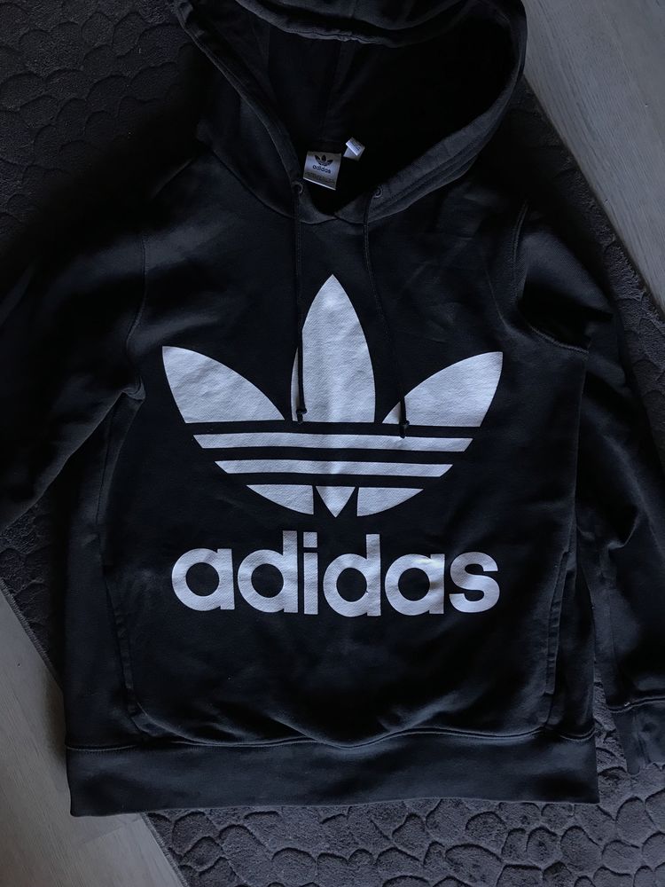 Bluza damska czarna adidas duże logo 36 S