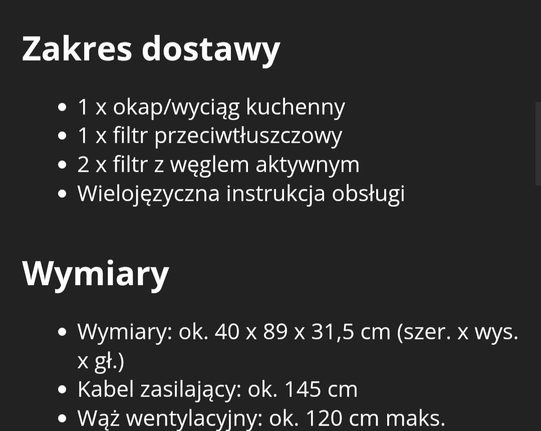 Okap kuchenny  firmy Klarstein