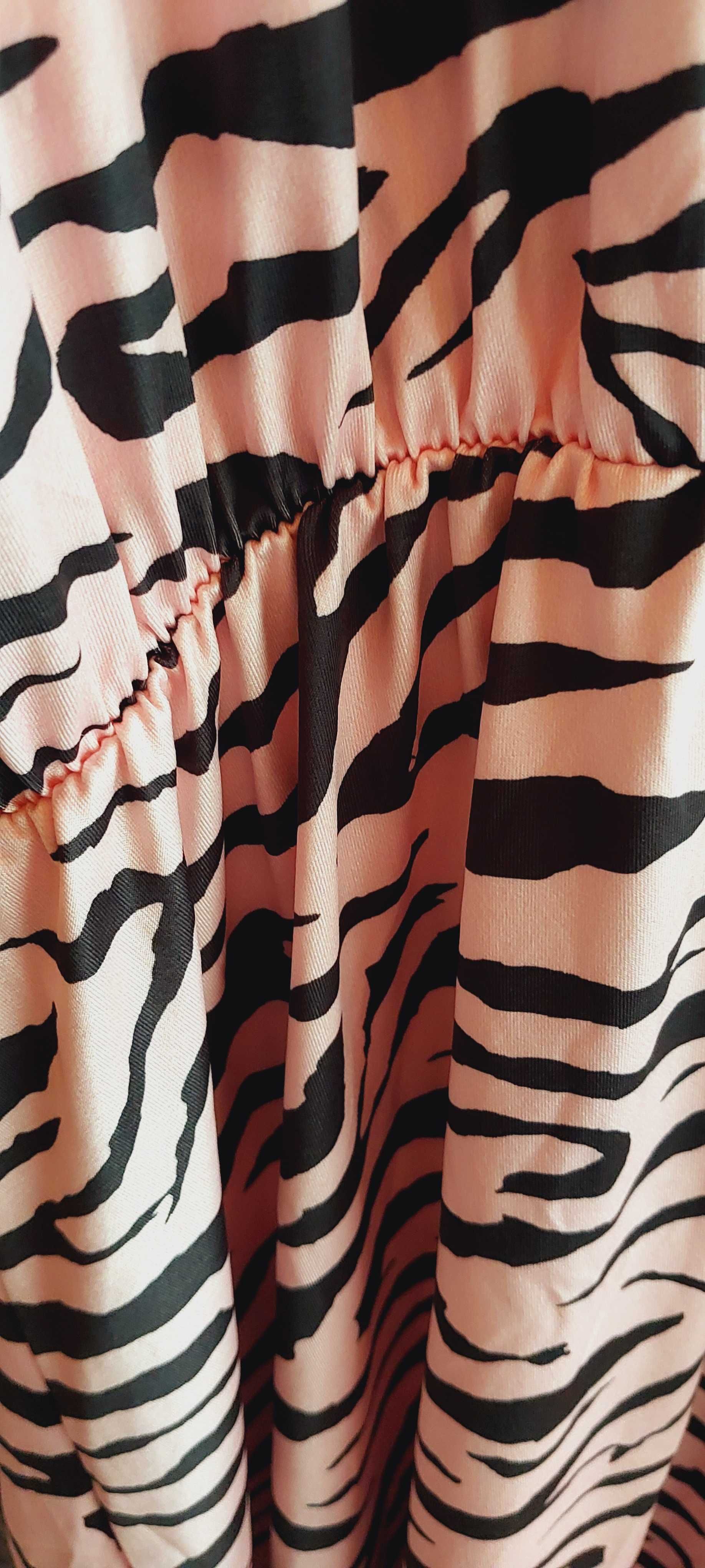 Sukienka zebra dekolt kopertowy