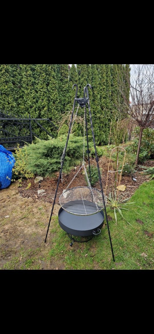 Grill Ogrodowy Trójnóg 60/70/80 cm Ruszt Nierdzewny