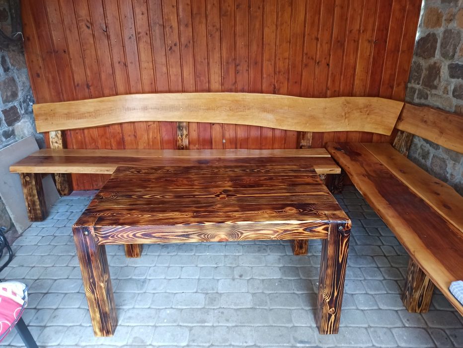 Stół drewniany zestaw ogrodowy altana