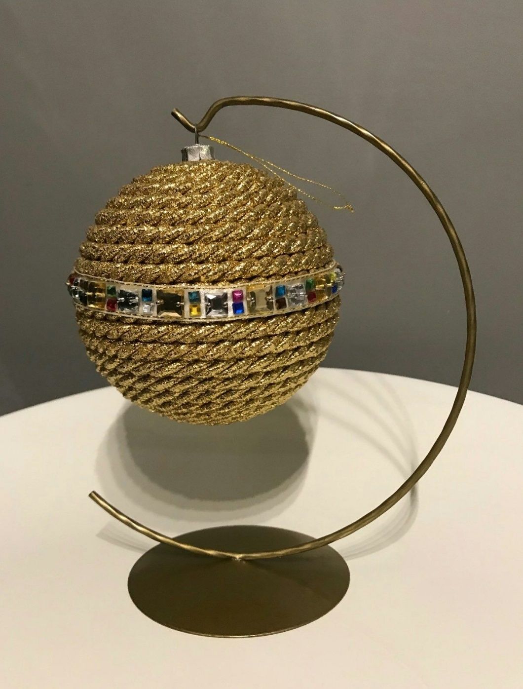 Ręcznie Robiona Bombka z Kryształkami Hand Made Gold