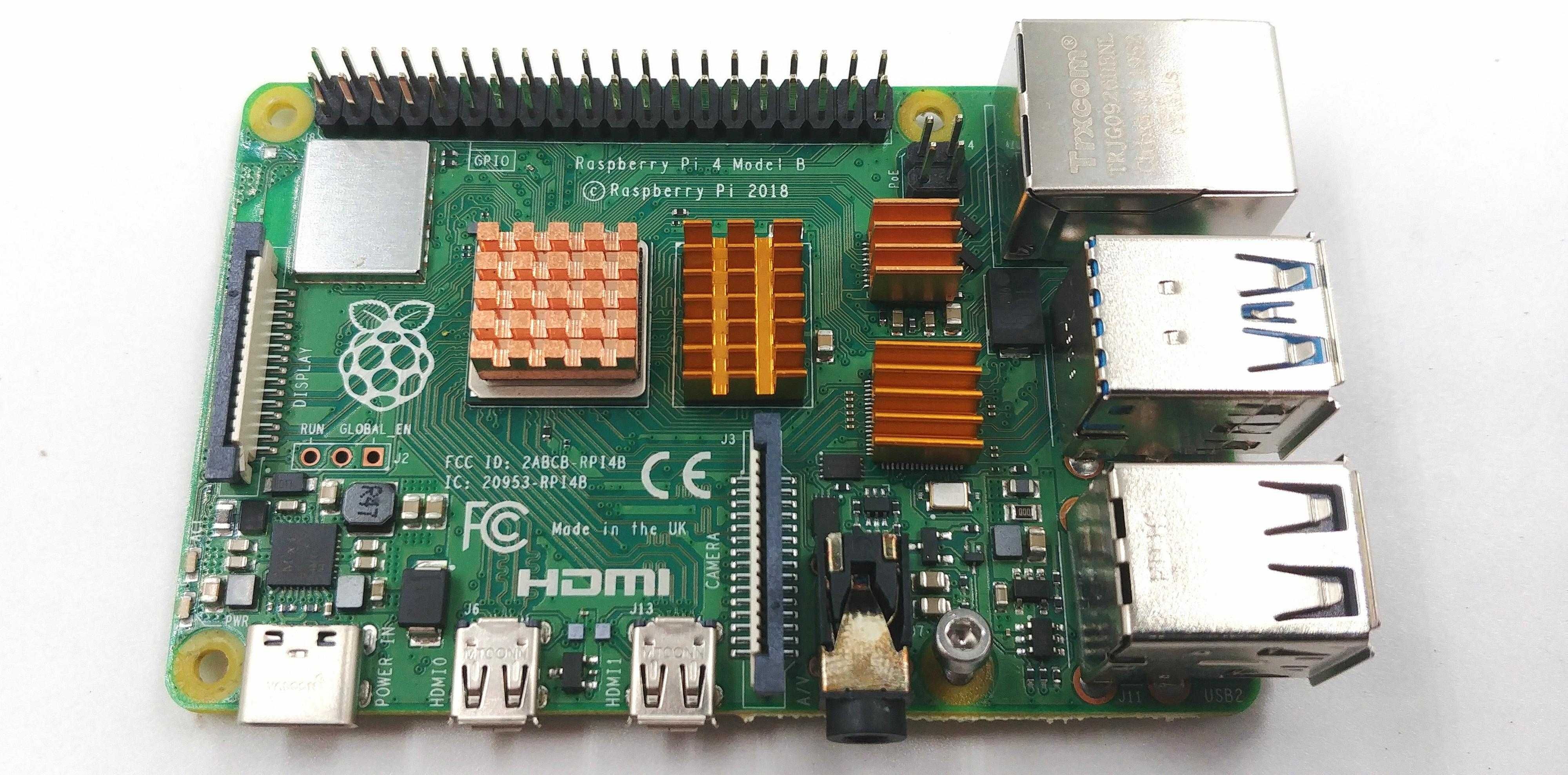 Одноплатний комп'ютер Raspberry Pi 4b (model b) 4GB, з радіаторами