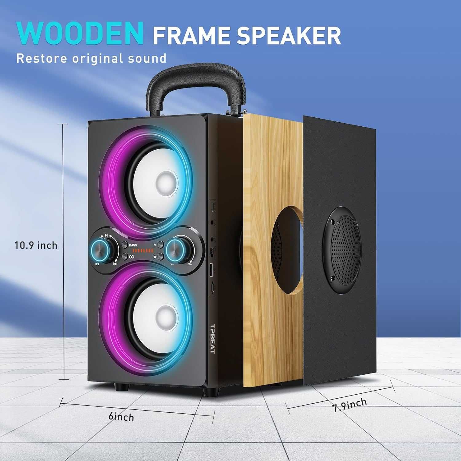 TPBEAT Przenośny głośnik Bluetooth, bezprzewodowy  Bluetooth 100 db