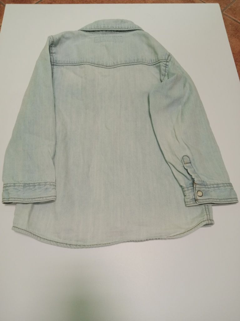 H&M r.104 koszula jeansowa, katana, kurtka.