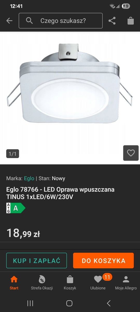 2 szt oprawek wpuszczonych LED,  Tunis, 1x LED,  6W/ 230V