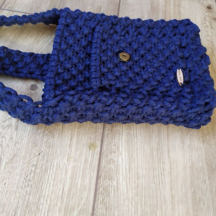 Granatowa torebka makrama rękodzieło
