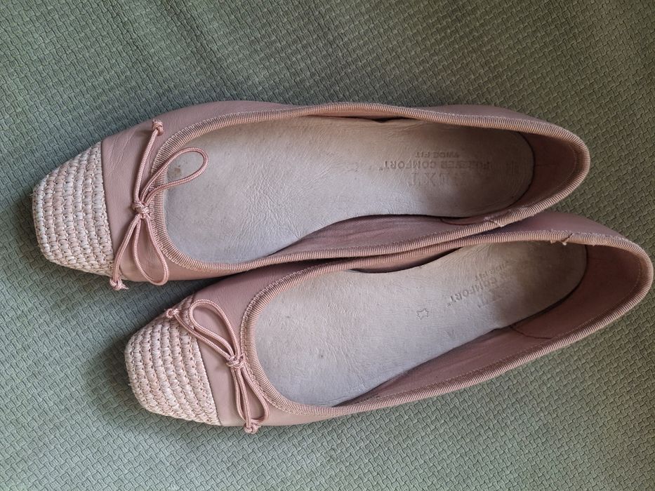 Baleriny skórzane next szerokie 37 forever comfort