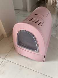 Kuweta dla kota różowa kryta z filtrem