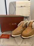 Loafersy Mokasyny Loro Piana Open Walk Suede Shearling – Beżowe, 38