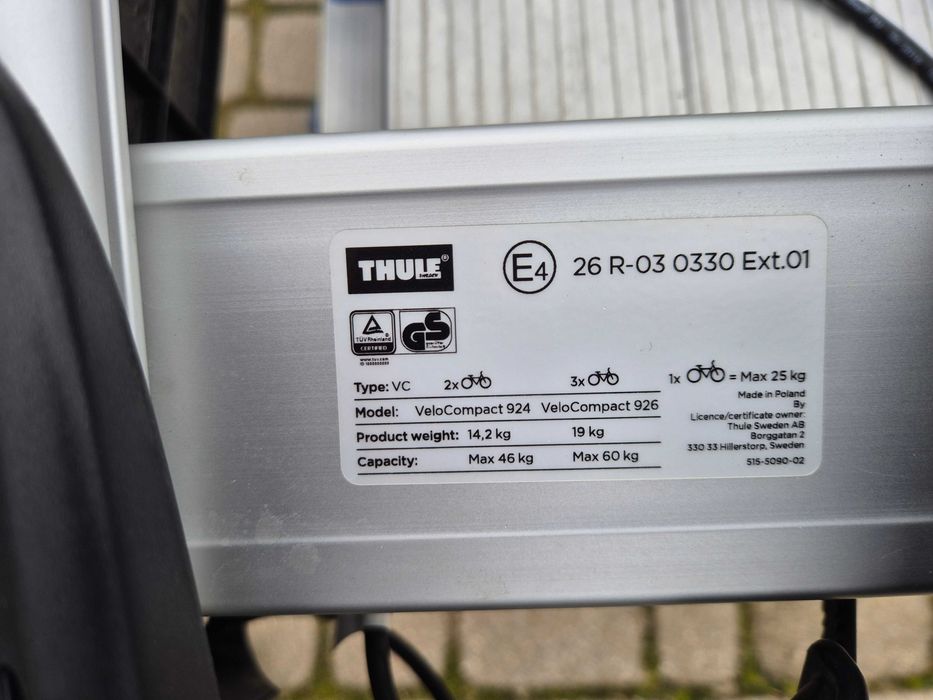 Bagażnik na dwa rowery na hak holowniczy VeloCompact THULE 924