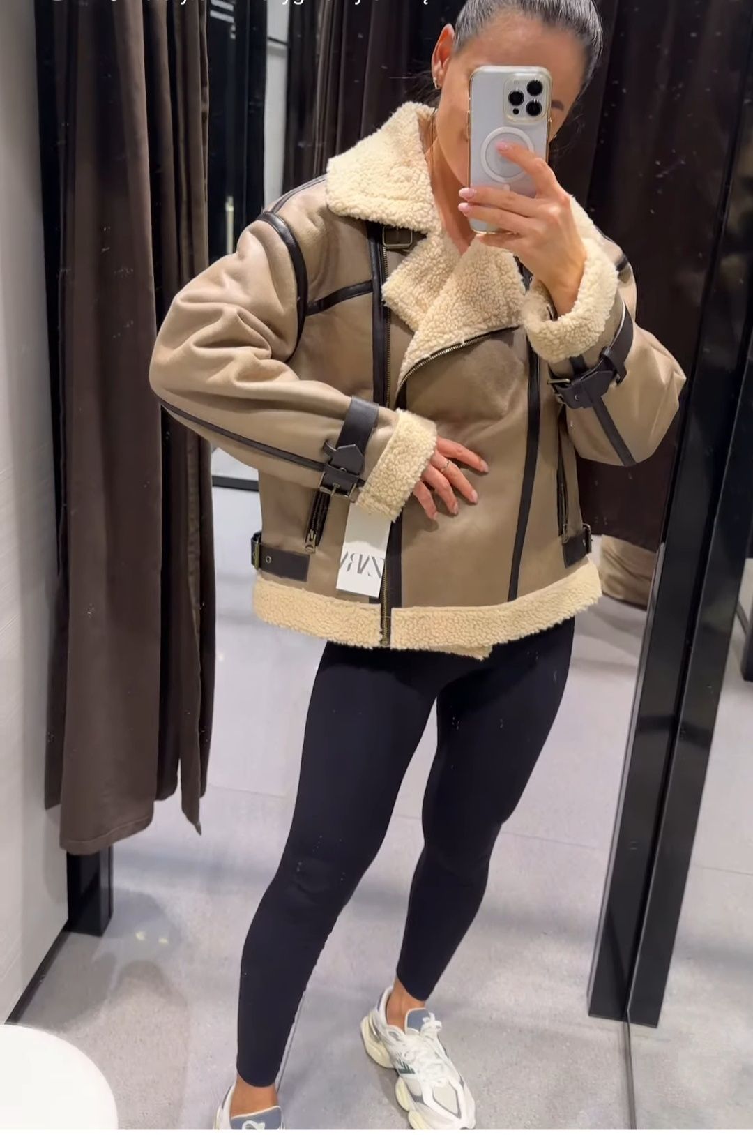 Zara kurtka kożuch m 38 brązowy dwuwarstwowy pilotka
