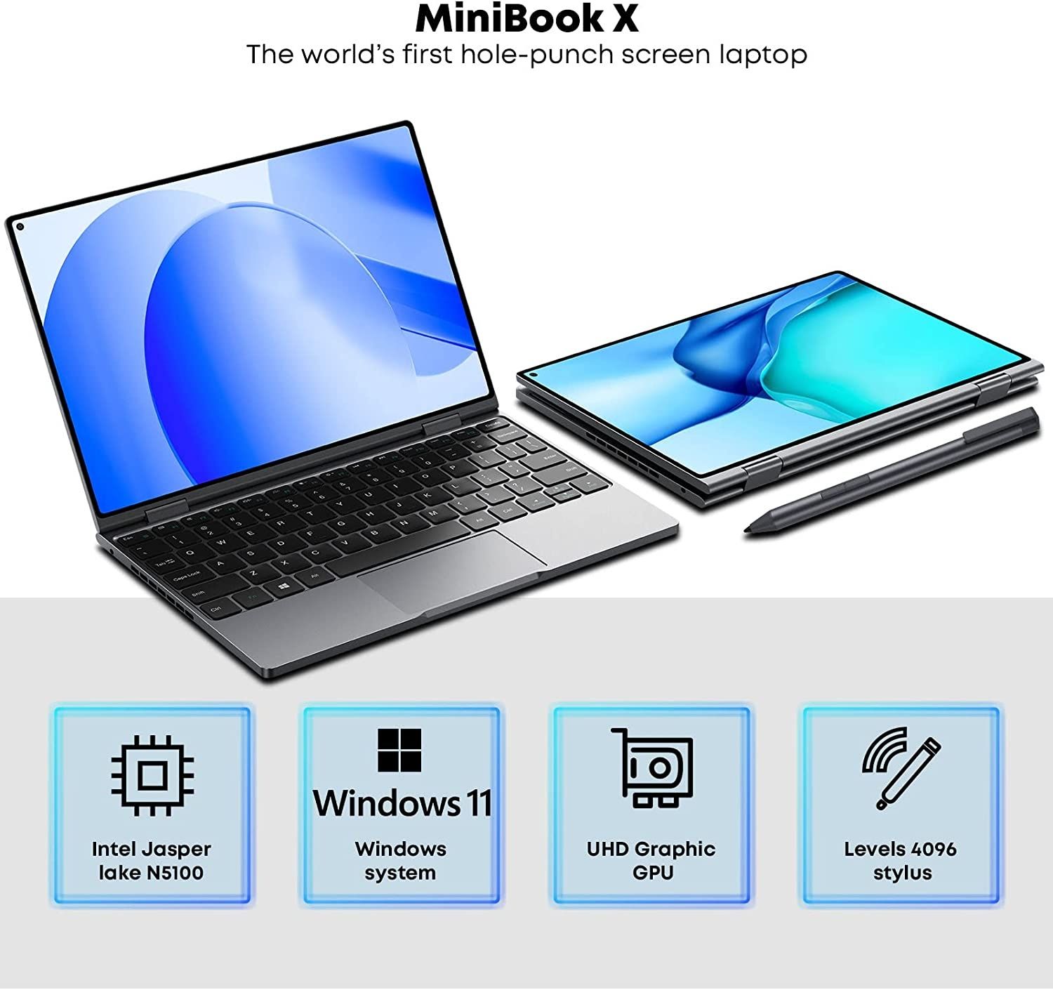 Ноутбук 2в1 10.8" Chuwi MiniBook X N100 RAM 12GB SSD 512GB Windows 11