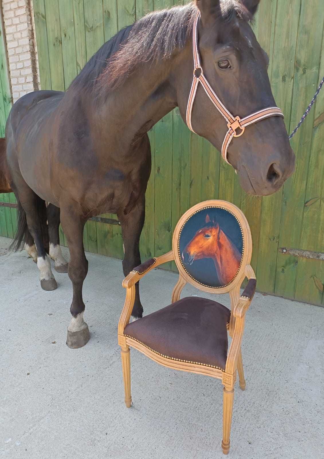 Fotel drewniany medalion
