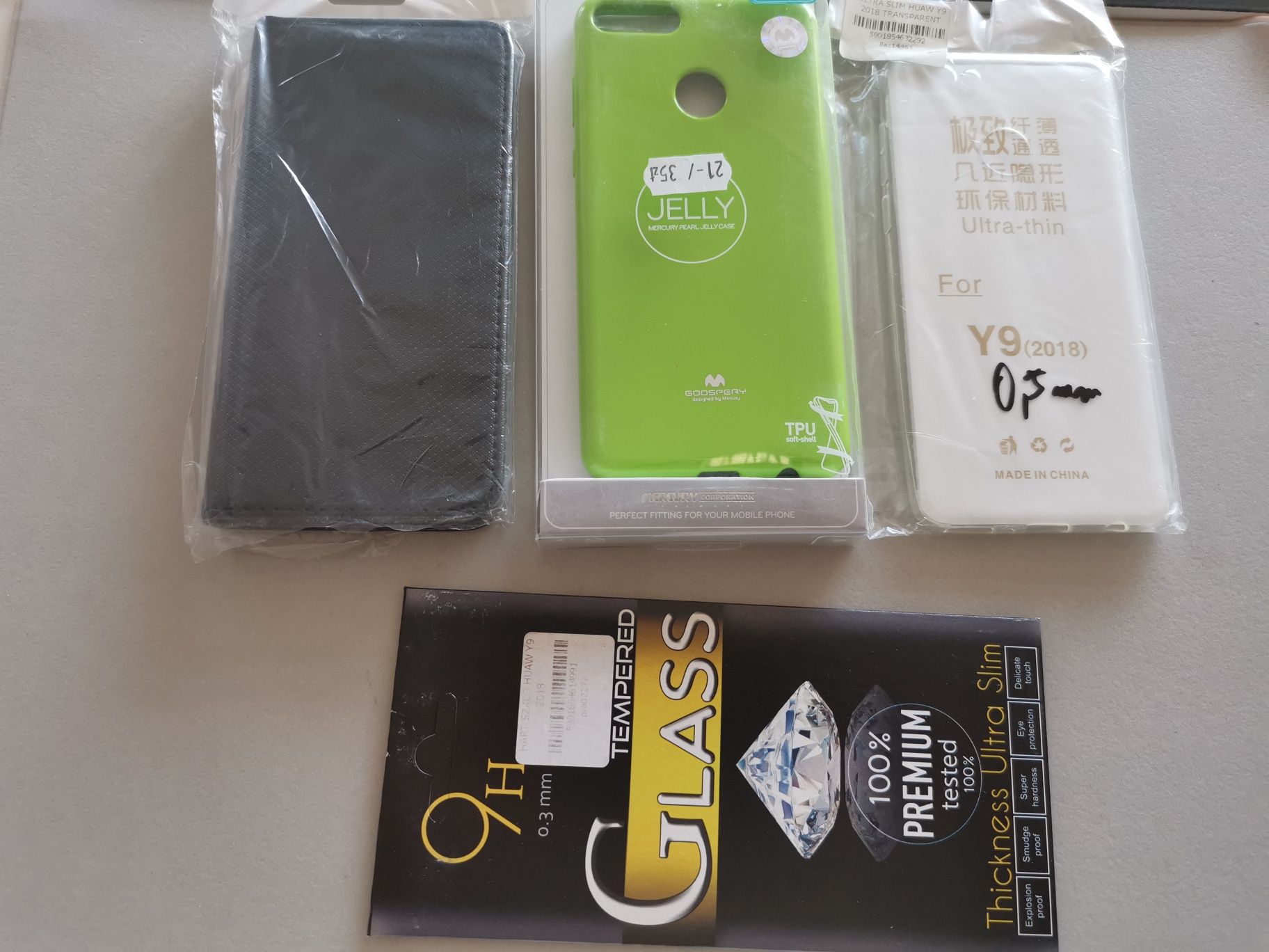 Zestaw 3 sztuk etui pokrowiec case do Huawei Y9 2018 plus szkło hart.