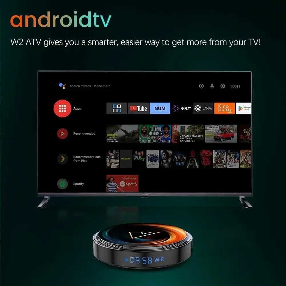 Смарт ТВ приставка Android SmartTV Box Vontar W2 ATV  Голос 4K HDR