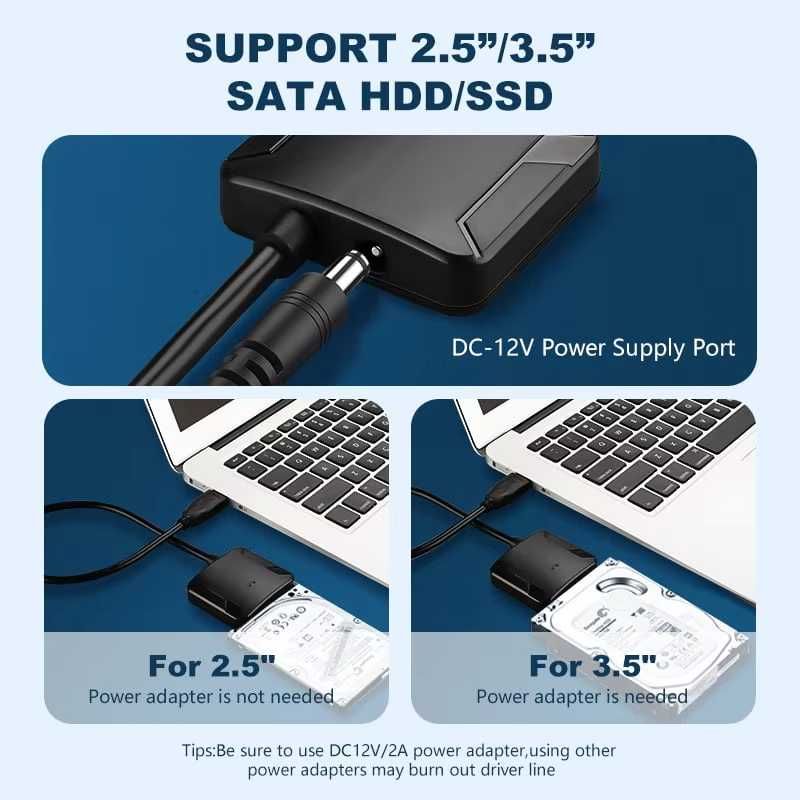 Adapter dla 3.5/2.5 Cal SSD HDD SATA III do USB 3.0 kabel