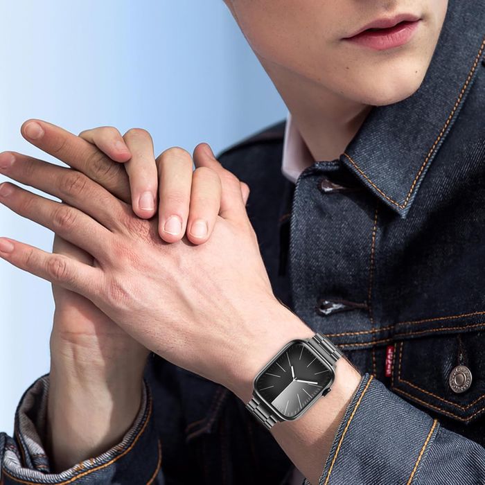 Pasek do Apple Watch Stal Regulowany 42-49 mm Czarny Złoty 2 szt