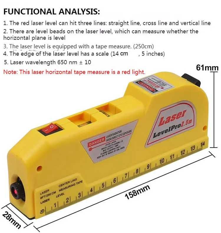 4 In1 poziomica laserowa, narzędzie budowlana.