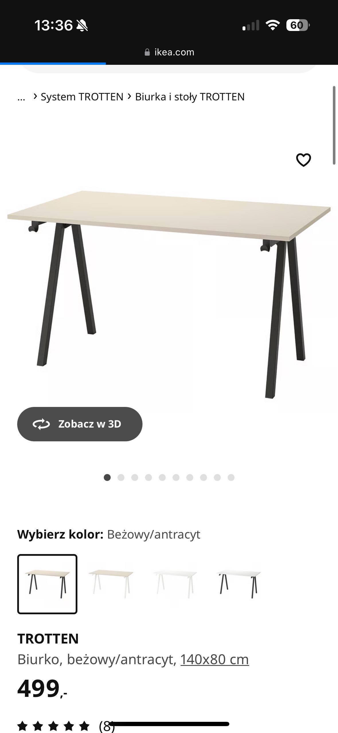 Biurko beżowe czarne nogi