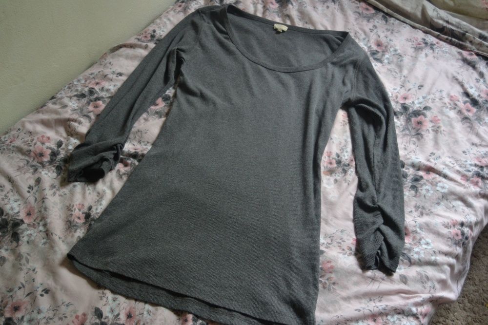 Szara sukienka tunika New Look 18 46 marszczone rękawy