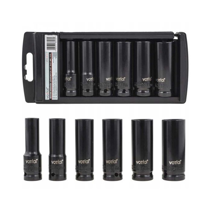 zestaw nasadek udarowych nasadki udarowe 1/2" 10-21 mm długie mocne