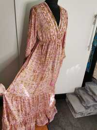 Przepiękna długa sukienka hindi  lekka zwiewna haftowana M L