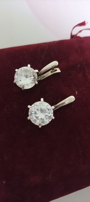 Серебряные серьги с горным хрусталем крупные