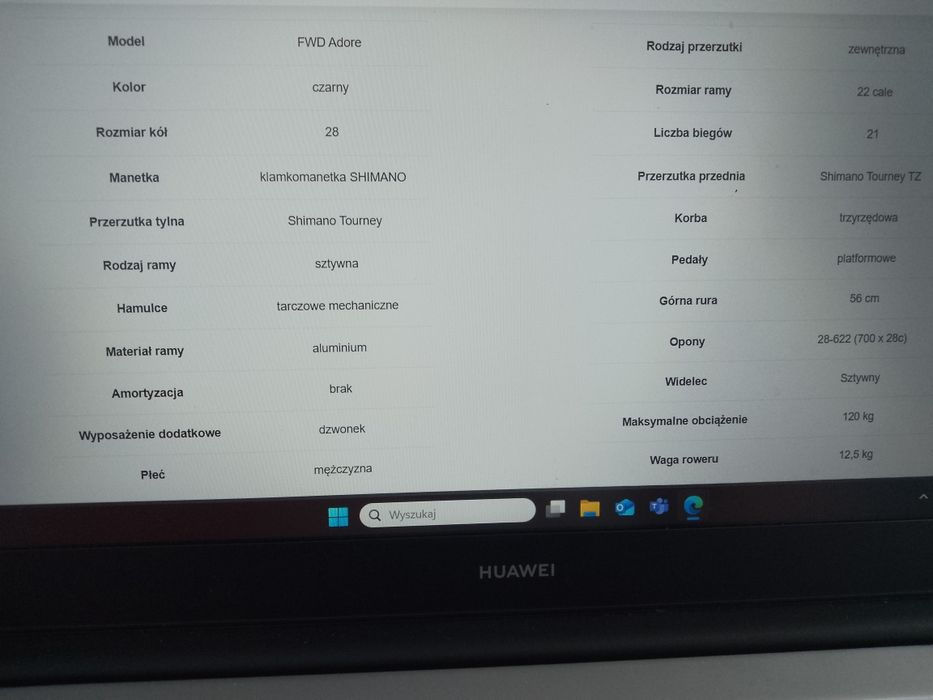 Rower, koła 28", 21 biegów, rama 22" Shimano