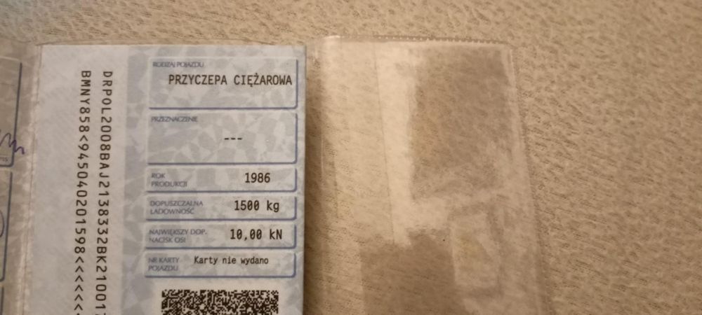 Przyczepa podłodziowa dwuosiowa 2000 DMC