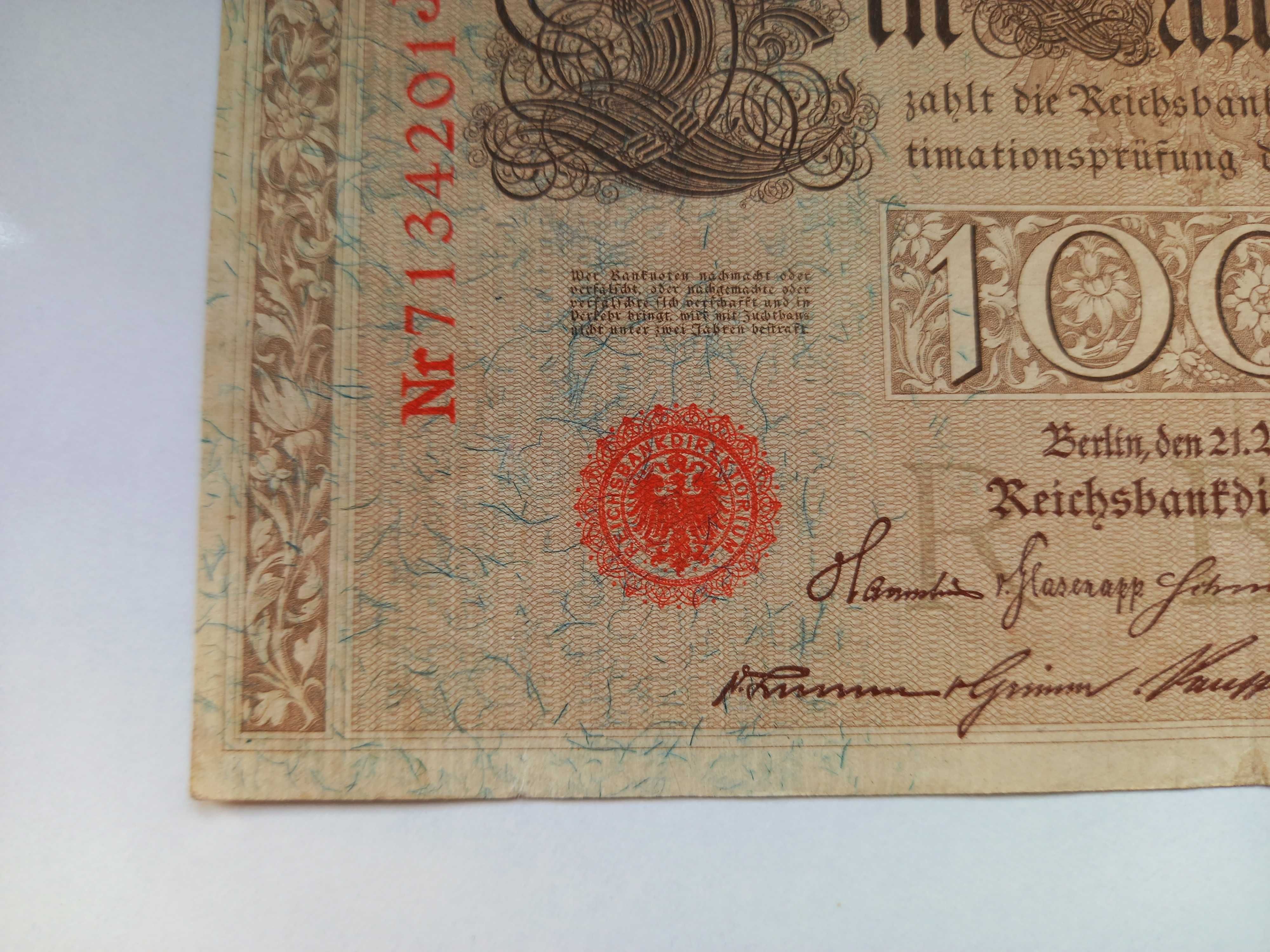 Banknot 1000 marek niemieckich Berlin 21 kwiecień 1910
