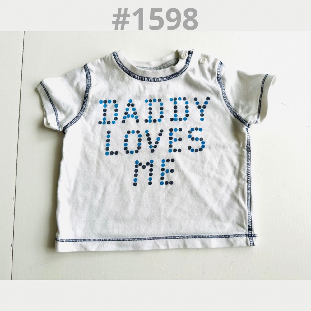 Bluzka T-shirt Daddy Loves Me F&F 3-6msc 68cm zapięcie przy szyi #1598