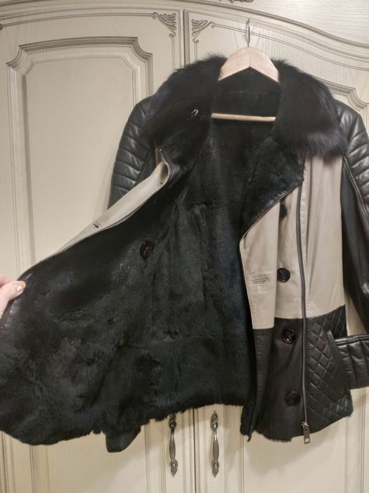 НАТУРАЛЬНА шкіряна куртка дублянка косуха авіатор зимня б/в в ідеалі