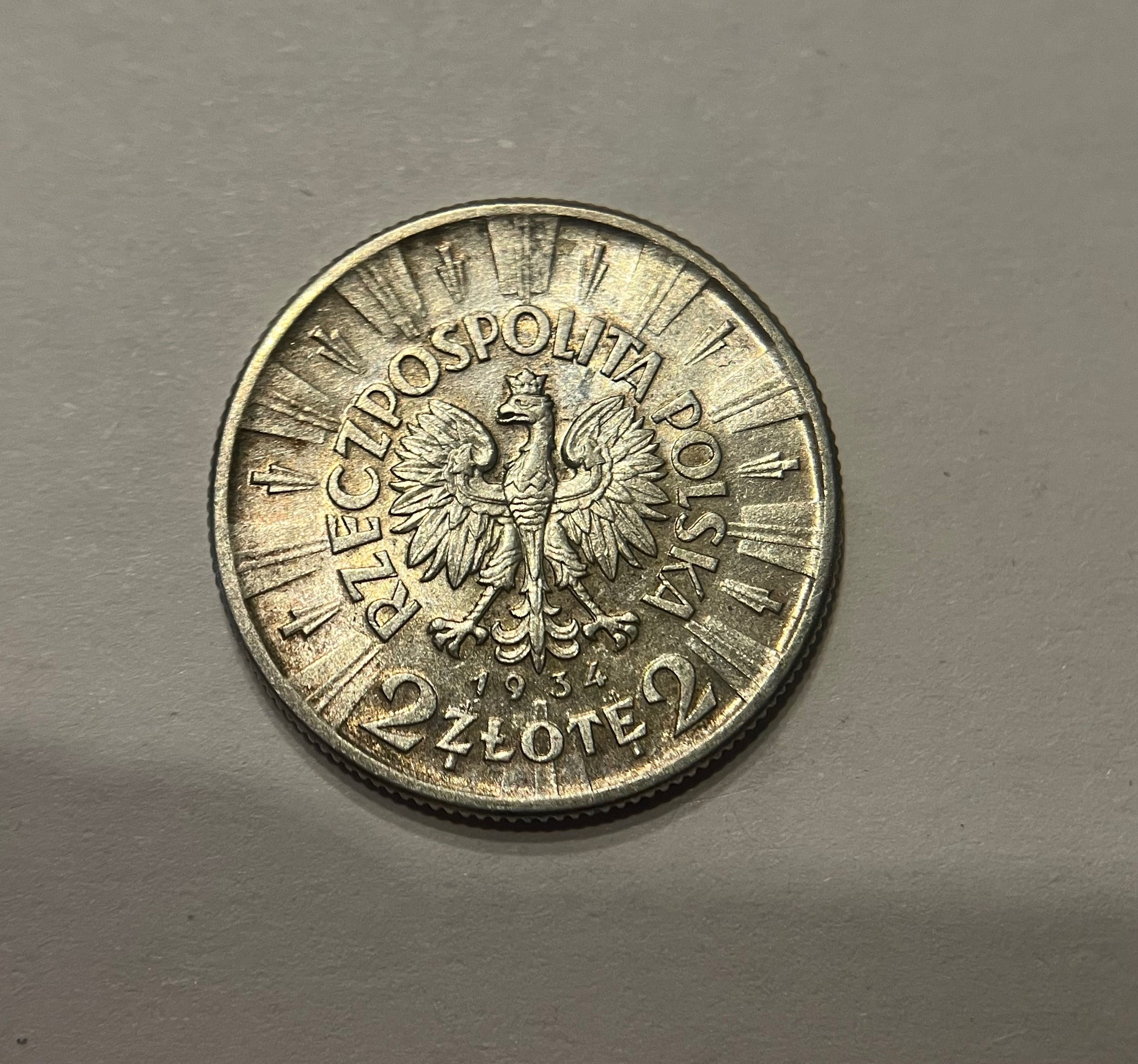 Moneta srebrna II RP 2 złote z 1934r. Super