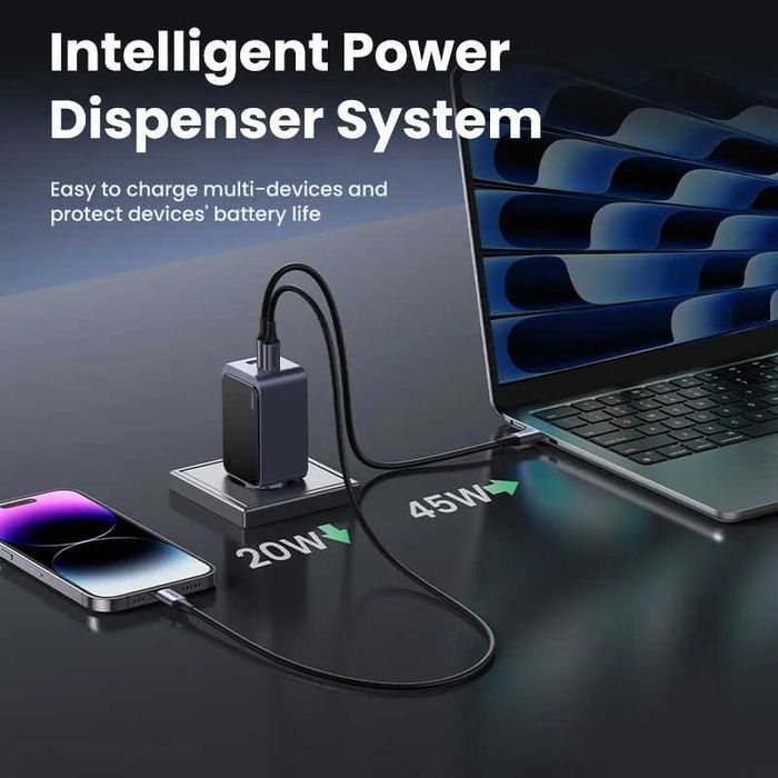 Блок зарядки 65W Ugreen gan зарядка блочок для быстрой зарядки