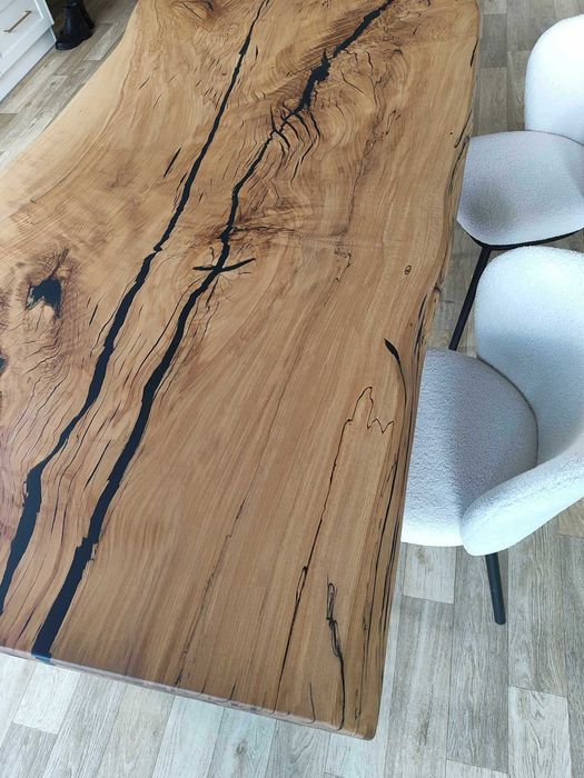 Stół dębowy monolit masywny 80 mm grubości stolarz żywica epoksydowa