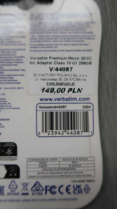 Verbatim 256GB microSDXC Premium 90MB/s