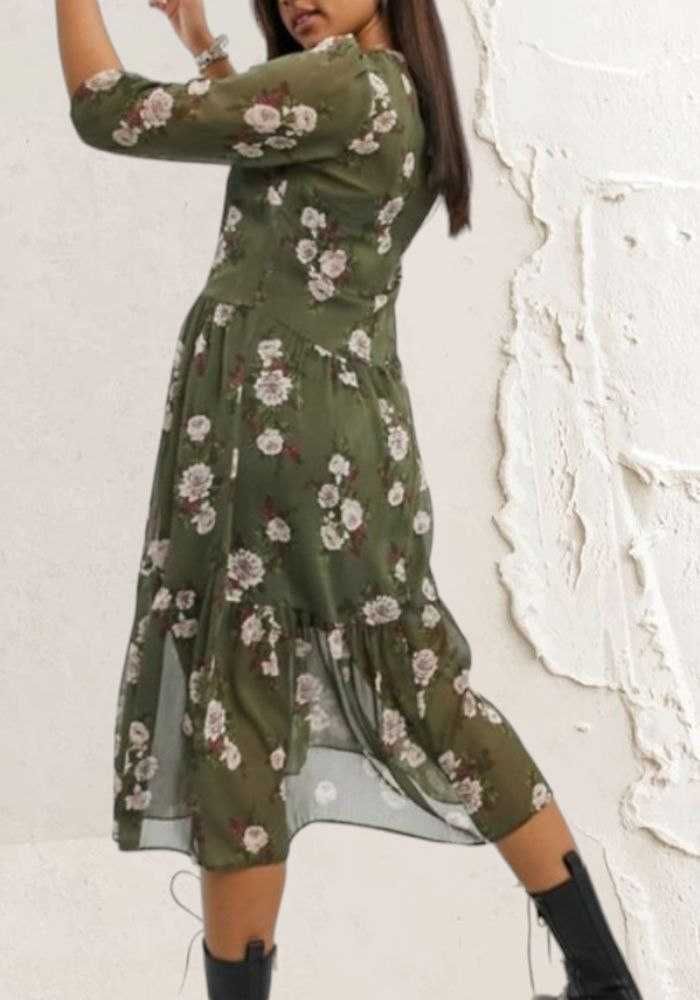 Шифоновое платье хаки в цветочный принт New Look, р. XL