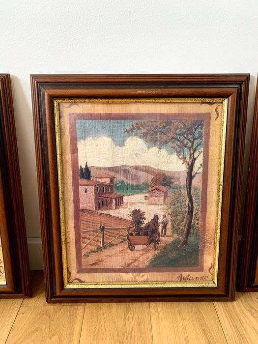 4 pory roku antyk kwadryptyk włochy włoski starocie obrazy w ramie